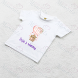 Personalised Mother's Day Organic Cotton Baby Tee: Teddy Bear Hot Air Balloon Design
