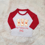 Personalised My 1st Valentine's Day Long Sleeved Top. Baby Valentine's Outfit - Red or Navy - 3 Little Bears