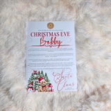 Personalised Christmas Eve Santa Letter - Candy Cane Lane Red Design. Custom Kids Christmas Eve Box Filler.