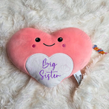 Personalised Pink Love Heart Mumbles SquidgeMe Plush. Custom Valentine's Day Gift.