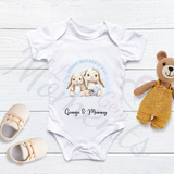 Personalised Happy Mother's Day Baby Bodysuit. Custom Baby Vest - Blue or Pink Bunny Design