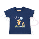 Personalised Kids Happy Easter T-shirt - Bear and Balloon Design