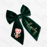 Personalised Valentine's Velvet Hair Bow - Teddy Hot Air Balloon Design