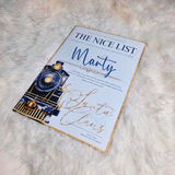 Personalised Express Train Nice List Certificate from Santa Claus. Custom Christmas Eve Box Filler - Pink or Navy
