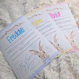 Personalised Kids Easter Bunny Letter for Easter Egg Hunt - Pink, Blue or Yellow
