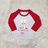 Personalised Mummy's Little Valentine Long Sleeved Top. Kids Valentine's Outfit - Red or Navy - Elephant and Bunny Design