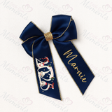 Personalised Glitter Trim Christmas Hair Bow - Christmas 2025 Design - Multiple Colours - 6 Inch Bow