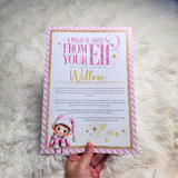 Personalised Elf Arrival Letter for December 1st - Pink Design