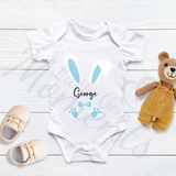 Personalised Easter Bunny Baby Bodysuit. Custom Cute Baby Vest - Pink or Blue Design