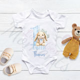 Personalised 1st Easter Baby Bodysuit. Custom Cute Baby Easter Vest - Pink or Blue