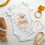 Personalised 1st Halloween Baby Bodysuit. Custom Baby Pumpkin Vest