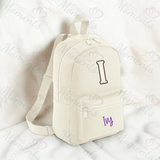 Personalised Kids Monochrome Bow Initial Mini Backpack