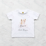 Personalised Born In 2026 Organic Cotton Baby Tee: Pink or Blue Bunny Design