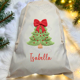 Personalised Christmas Santa Sack - Christmas Tree Design. Premium Custom Xmas Gift Sack with Name