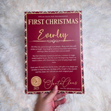 Personalised First Christmas Tartan Certificate. Custom Baby Xmas Keepsake.