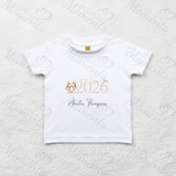 Personalised Born In 2026 Organic Cotton Baby Tee: Bunny Design