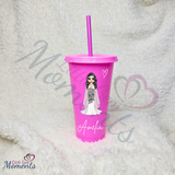 Personalised Bride Cold Cup with Lid and Straw. Custom Reusable 24oz Tumbler. Wedding Gift | Bridal Party | Hen Weekend
