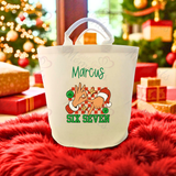 Personalised Christmas Gift Basket Trug. Festive Gift Sack - 67 Design - Loot Bag