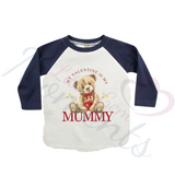 Personalised My Valentine Is My...Long Sleeved Top. Custom Kids Valentine's Top - Red or Navy