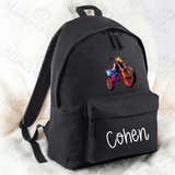 Personalised Neon Dirt Bike School Bag