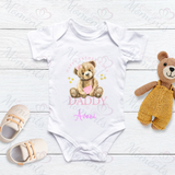 Personalised Happy Father's Day Baby Bodysuit. Custom Cute Father's Day Baby Vest - Pink or Blue