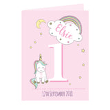Personalised Baby Unicorn Birthday Age Card