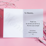 Personalised Happy Mother's Day Card. Fully Custom Card for Mum, Granny, Mummy