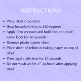 Set of 33 Custom Name Labels. Durable Iron On Name Tags for School Uniform, Sports Kit. Kids Washable Clothing Labels