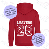 Personalised Leavers Hoodies. Custom Class of 2026 Graduation Hoodie - Nursery, Primary School, High School, College, University