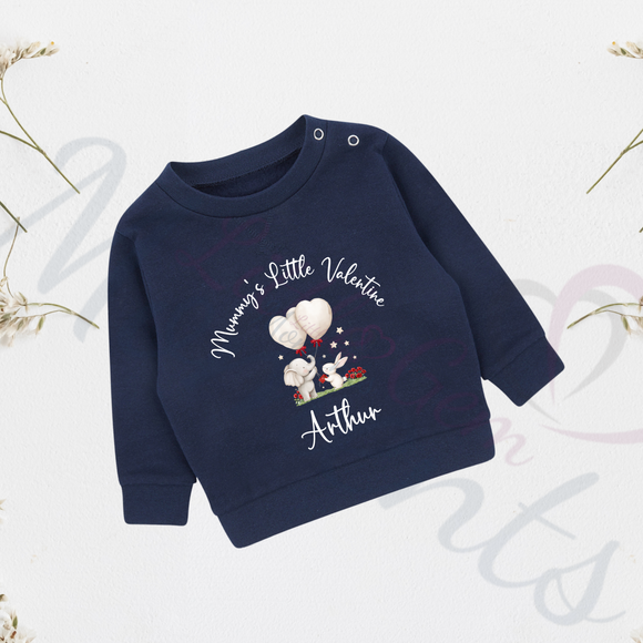 Custom Mummy's Little Valentine Sweatshirt. Baby's Valentine's Day Jumper -Multiple Colours