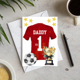 Personalised Happy Father's Day Card. Fully Custom Card for Dad - No.1 Daddy Football Shirt Design