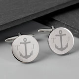 Personalised Anchor Round Cufflinks