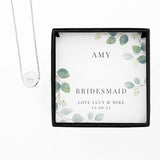 Personalised Botanical Sentiment Silver Tone Necklace and Box
