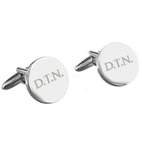 Personalised Silver Cufflinks with the initials D.T.N on plain white background