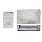 Cigarette lighter and tobacco tin with personalisation on white background