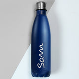 Personalised Name Only Island Blue Metal Insulated Drinks Bottle
