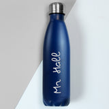 Personalised Name Only Island Blue Metal Insulated Drinks Bottle
