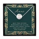 Personalised Sentiment Eid and Ramadan Disc Necklace and Box