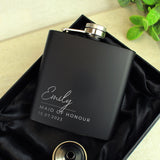 Personalised Free Text Wedding Party Black Hip Flask