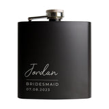 Personalised Free Text Wedding Party Black Hip Flask