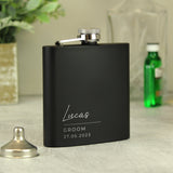 Personalised Free Text Wedding Party Black Hip Flask