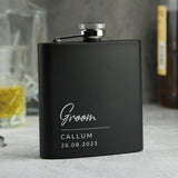 Personalised Free Text Wedding Party Black Hip Flask