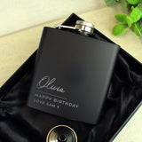 Personalised Free Text Wedding Party Black Hip Flask