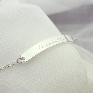 Personalised Name Only Silver Tone Bar Bracelet