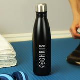 Personalised Heart Black Metal Insulated Drinks Bottle