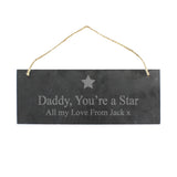 Personalised Star Motif Hanging Slate Plaque