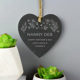 Personalised Floral Slate Heart Decoration