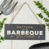 Personalised "Barbeque Grill Master" Printed Hanging Slate Plaque