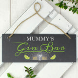 Personalised "Gin Bar" Printed Hanging Slate Plaque