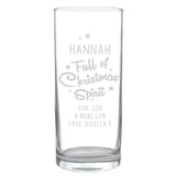 Personalised Full Of Christmas Spirit Hi Ball Glass
